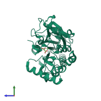 PDB entry 5q9m coloured by chain, side view.