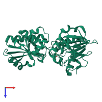 PDB entry 5q9m coloured by chain, top view.