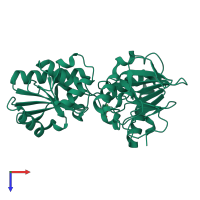PDB entry 5q9r coloured by chain, top view.