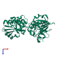 PDB entry 5q9t coloured by chain, top view.