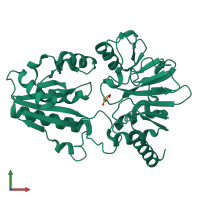 PDB entry 5qa0 coloured by chain, front view.