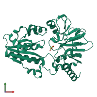 PDB entry 5qa1 coloured by chain, front view.