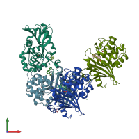 PDB entry 5qa4 coloured by chain, front view.