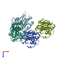 PDB entry 5qa4 coloured by chain, top view.