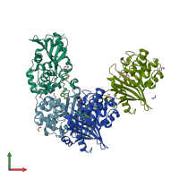 PDB entry 5qa6 coloured by chain, front view.