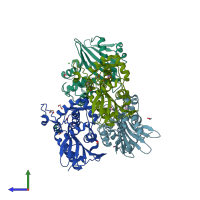PDB entry 5qa6 coloured by chain, side view.