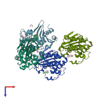 PDB entry 5qa6 coloured by chain, top view.