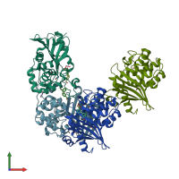 PDB entry 5qa9 coloured by chain, front view.