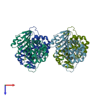 PDB entry 5qay coloured by chain, top view.