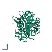 Beta-lactamase in PDB entry 5qay, assembly 2, side view.