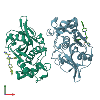 PDB entry 5qbu coloured by chain, front view.