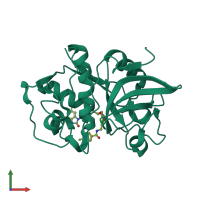 PDB entry 5qbw coloured by chain, front view.