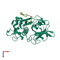 PDB entry 5qbw coloured by chain, top view.