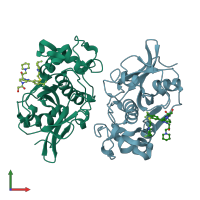 PDB entry 5qc3 coloured by chain, front view.