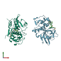 PDB entry 5qc6 coloured by chain, front view.
