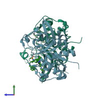 PDB entry 5qc8 coloured by chain, side view.