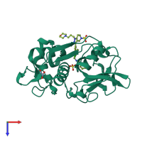 PDB entry 5qcf coloured by chain, top view.