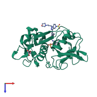 PDB entry 5qci coloured by chain, top view.