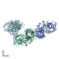 PDB entry 5qco coloured by chain, front view.