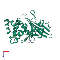 PDB entry 5qdh coloured by chain, top view.