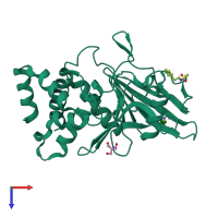 PDB entry 5qdi coloured by chain, top view.