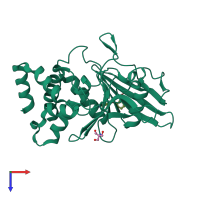 PDB entry 5qdl coloured by chain, top view.