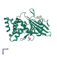 PDB entry 5qdo coloured by chain, top view.