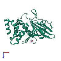 PDB entry 5qdp coloured by chain, top view.