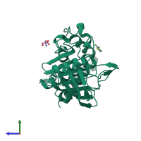 PDB entry 5qdq coloured by chain, side view.