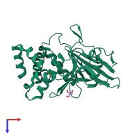 PDB entry 5qdu coloured by chain, top view.