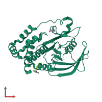 PDB entry 5qdv coloured by chain, front view.