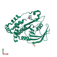 PDB entry 5qdw coloured by chain, front view.