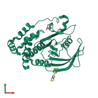 PDB entry 5qe3 coloured by chain, front view.