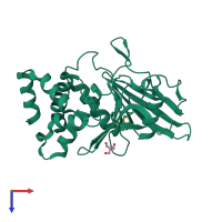 PDB entry 5qe3 coloured by chain, top view.