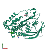 PDB entry 5qed coloured by chain, front view.