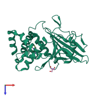 PDB entry 5qel coloured by chain, top view.