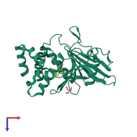 PDB entry 5qen coloured by chain, top view.