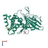 PDB entry 5qeo coloured by chain, top view.