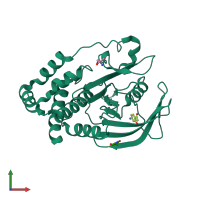 PDB entry 5qet coloured by chain, front view.