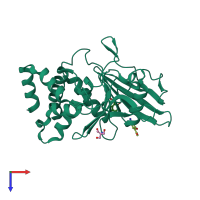 PDB entry 5qet coloured by chain, top view.