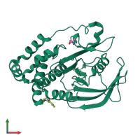 PDB entry 5qex coloured by chain, front view.