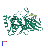 PDB entry 5qf3 coloured by chain, top view.