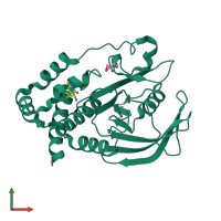 PDB entry 5qf6 coloured by chain, front view.