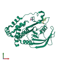 PDB entry 5qfa coloured by chain, front view.