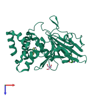 PDB entry 5qfe coloured by chain, top view.