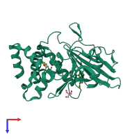 PDB entry 5qff coloured by chain, top view.