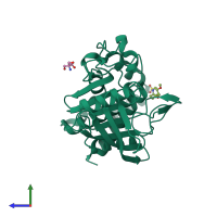 PDB entry 5qfg coloured by chain, side view.