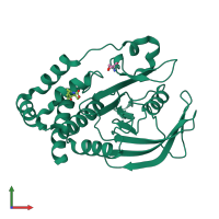 PDB entry 5qfh coloured by chain, front view.