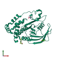 PDB entry 5qfk coloured by chain, front view.