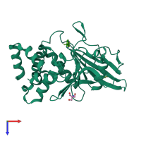 PDB entry 5qfl coloured by chain, top view.